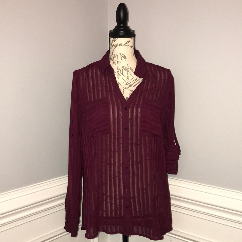 Burgundy Sheer Express Blouse